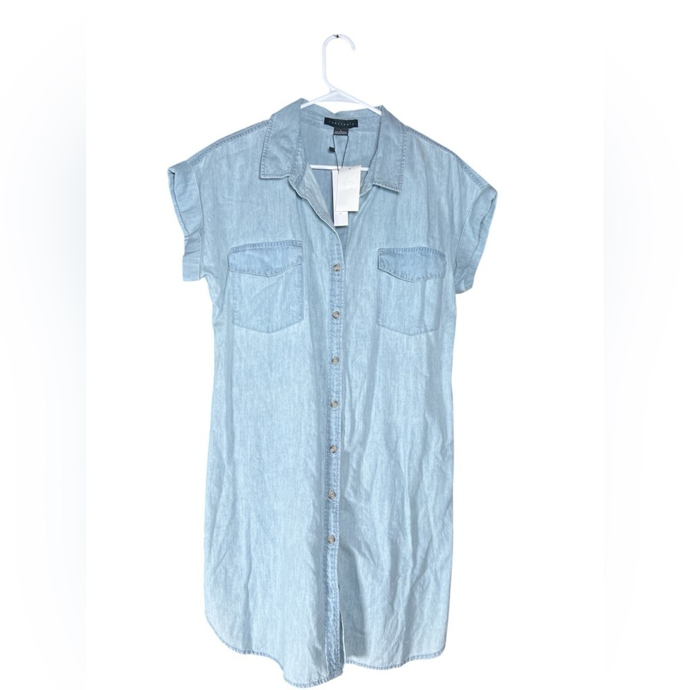 SANCTUARY by Anthropologie washed chambray  Light Blue Denim Shirt Dress L